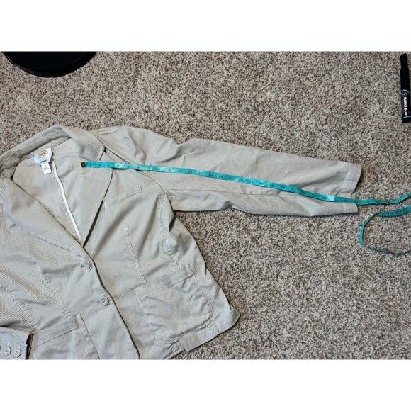 Talbots Cotton Jacket/blazer, size Women's XL, Tan & White striped, size 16 - Picture 5 of 8